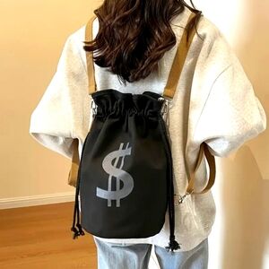 Money Bag 💰 Black Drawstring Backpack (NWOT)
